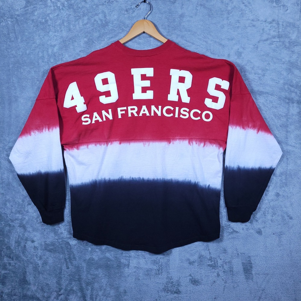 49ers Spirit Jersey Women L San Francisco Puff Print Dip Dye Long Sleeve Shirt